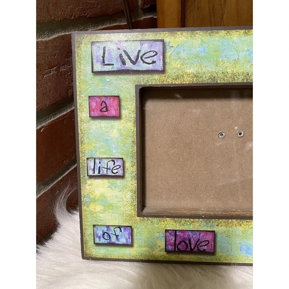 New Live A Life Of Love Frame 8 X 11. Beautiful Green, Red & Purple, With Jewels